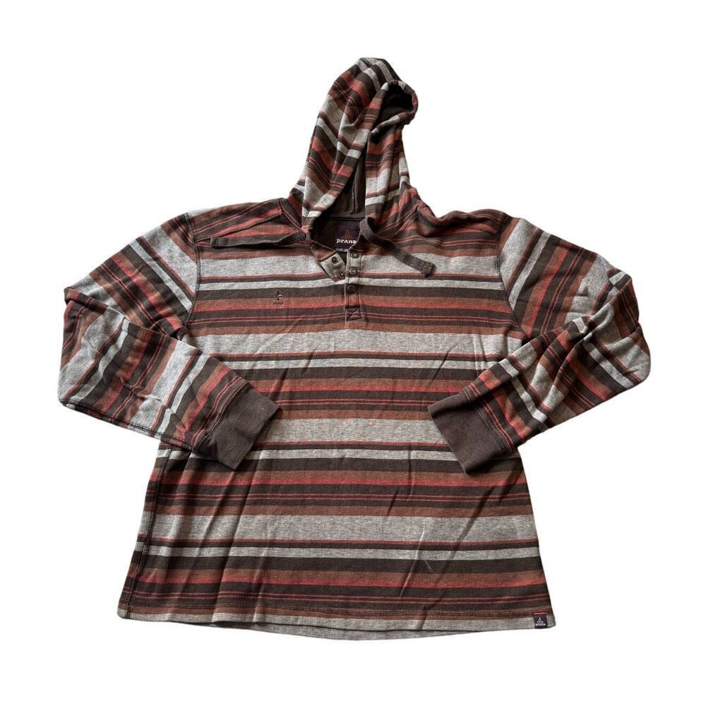 PRANA hooded thermal shirt, size XL, with MAUI embossing; Striped, ABSORBANT!